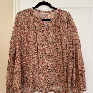 Doen Red and Cream Floral Blouse